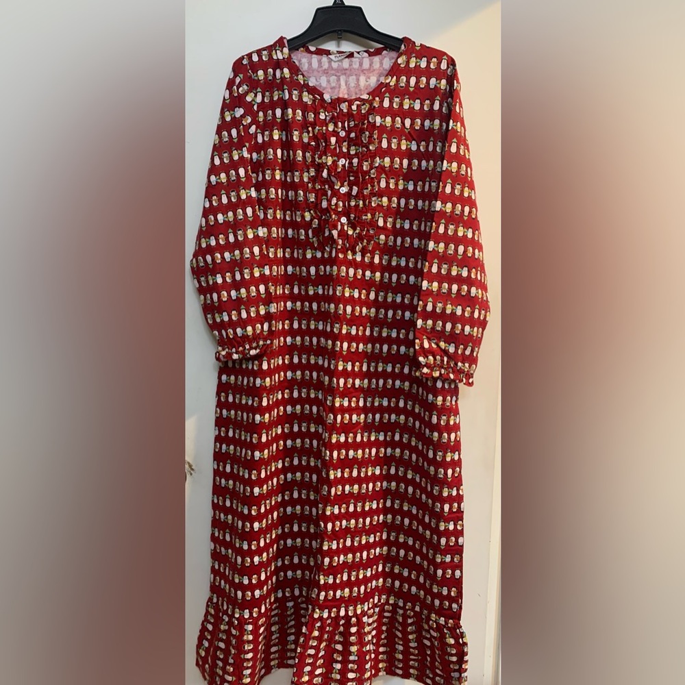 Flannel People Women's Red Printed Long Nightgown Robe - Picture 14 of 14
